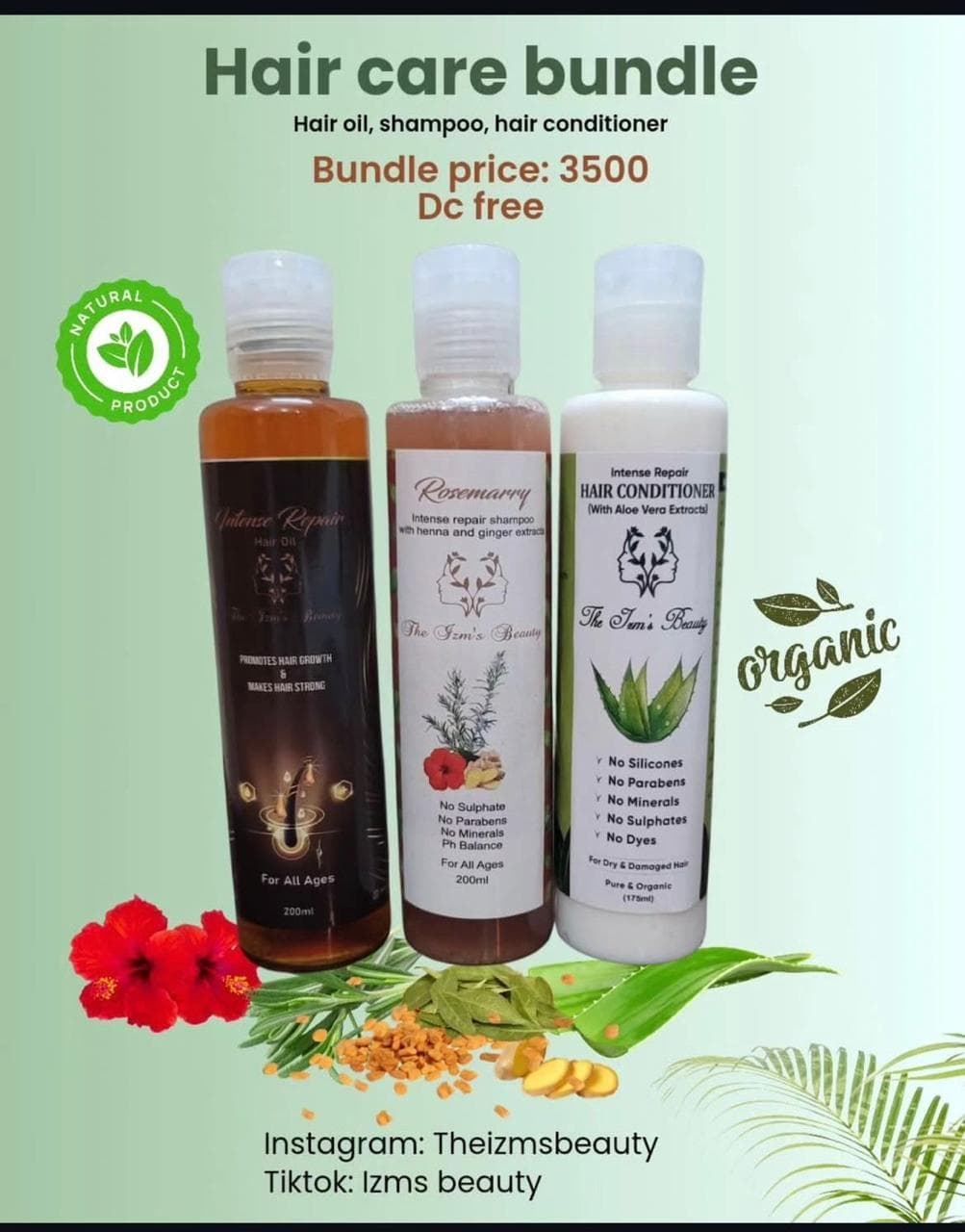 The Izm's Beauty organic hair care collection